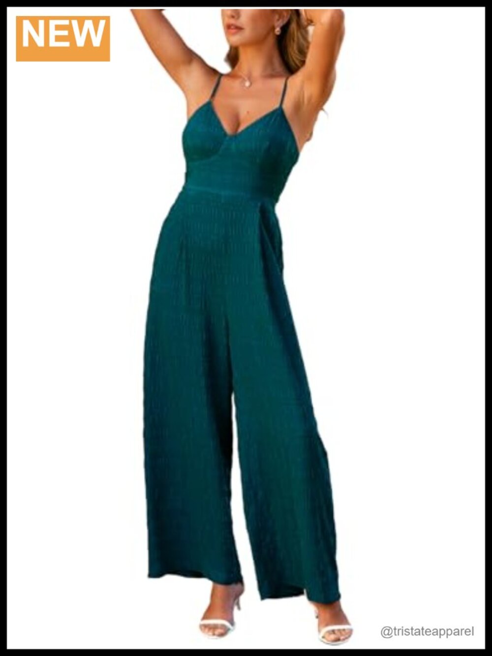 Womens Wide Leg Jumpsuit Sleeveless V-Neck One Piece Summer Outfit